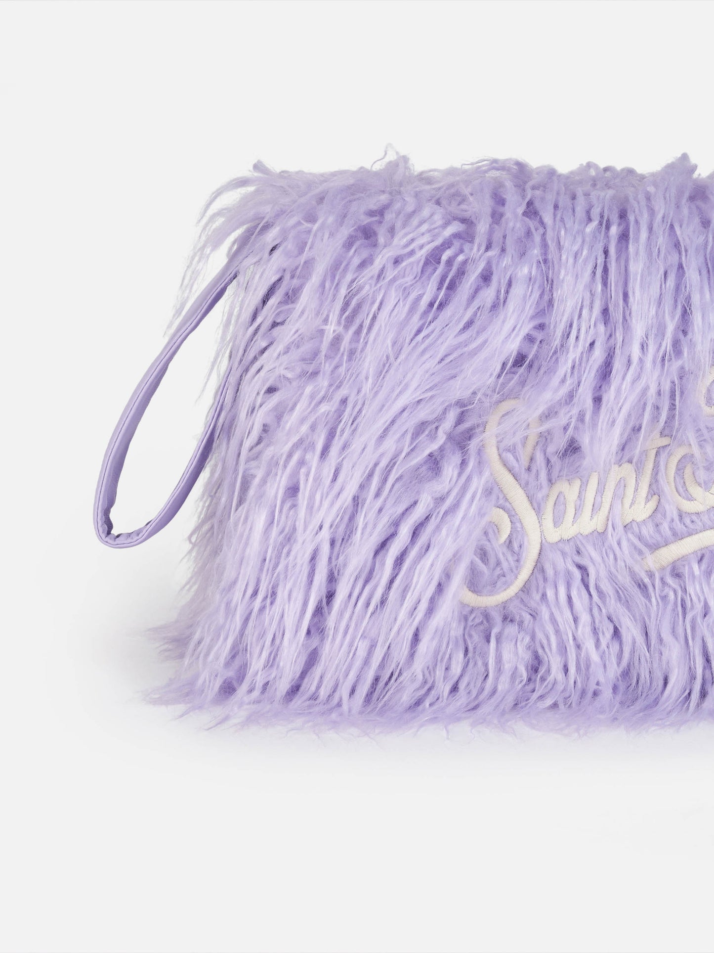 Lilac furry Mildred pochette with Saint Barth embroidery - MC2 Saint Barth