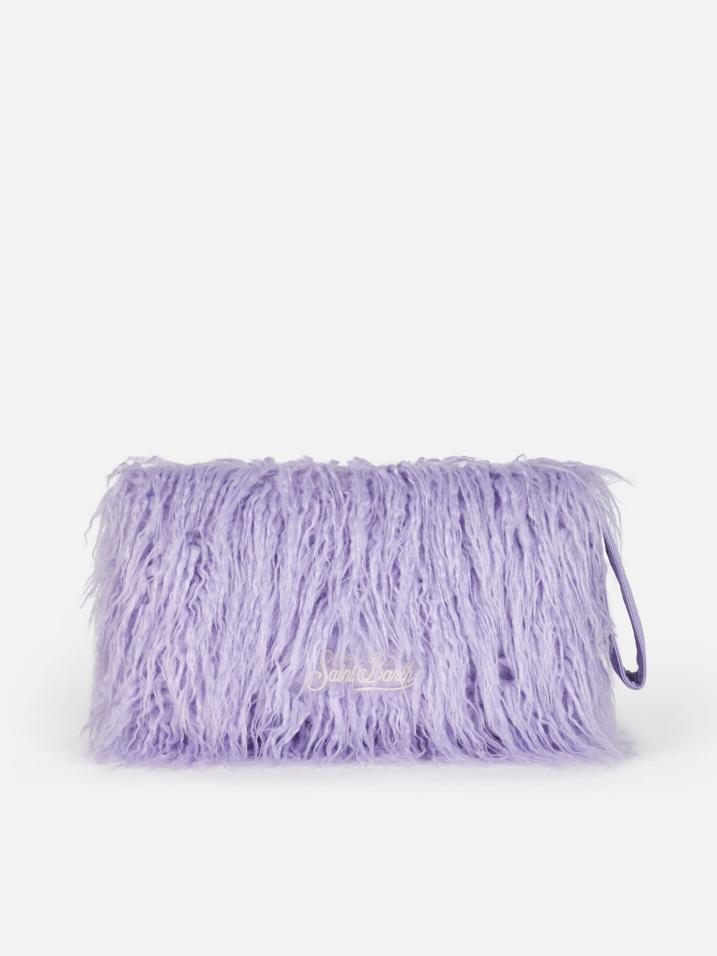Lilac furry Mildred pochette with Saint Barth embroidery - MC2 Saint Barth