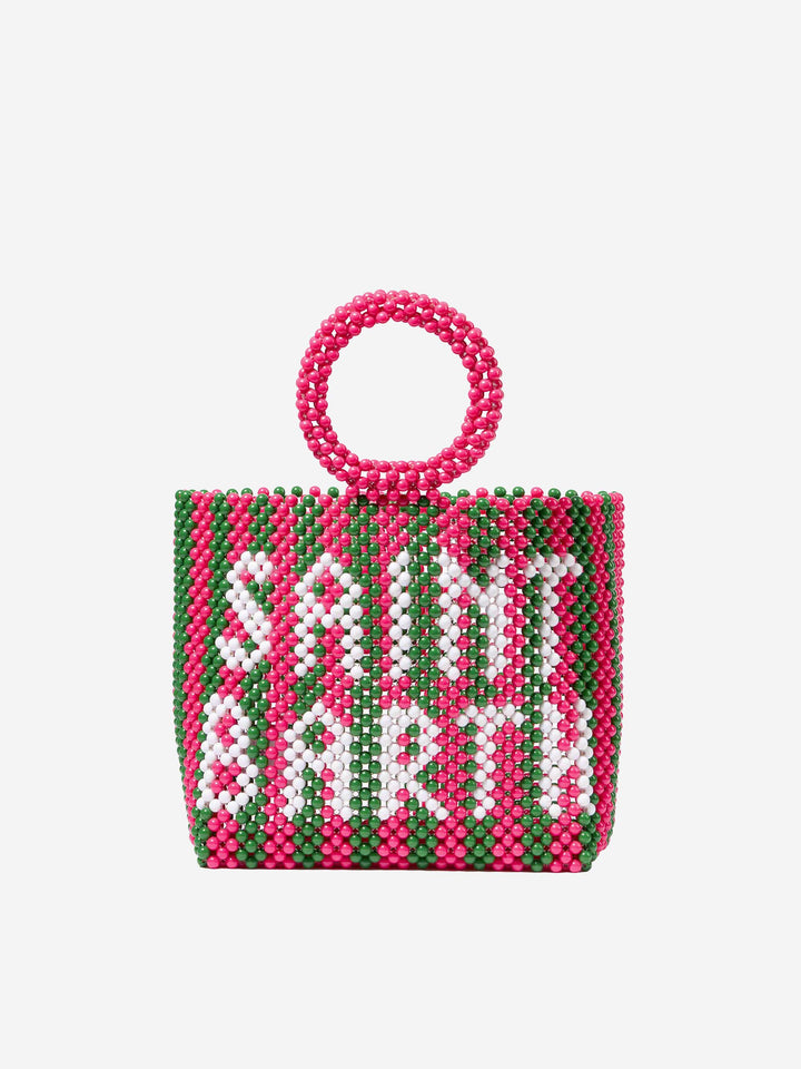 Beaded handbag with pink and green stripes - MC2 Saint Barth