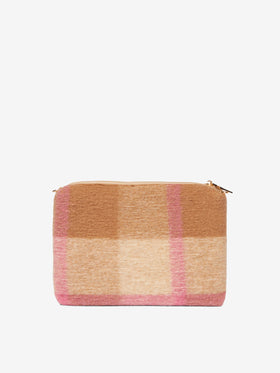 Parisienne blanket crossbody pouch bag with pink and beige tartan pattern - MC2 Saint Barth