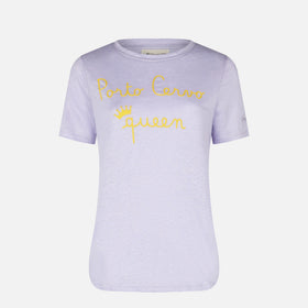 T-shirt in lino con ricamo Porto Cervo Queen