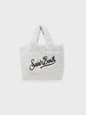 Colette white furry soft handbag