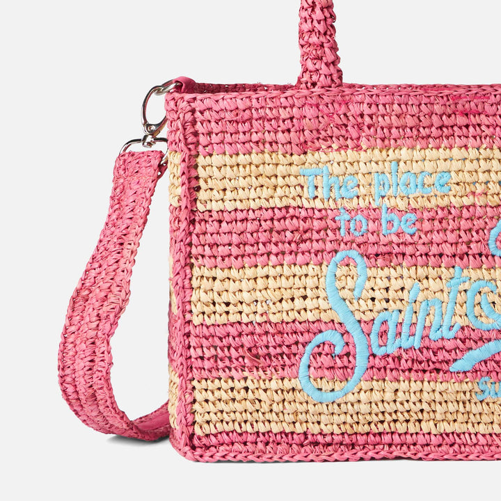 Colette raffia handbag with white and pink stripes - MC2 Saint Barth