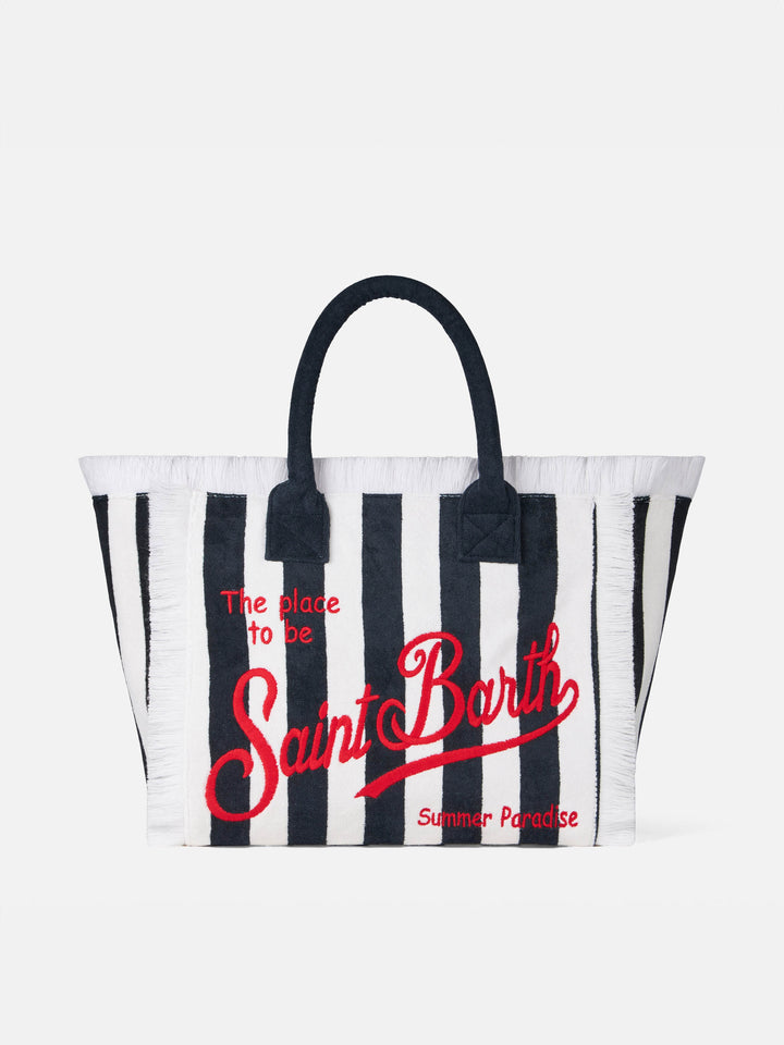 Borsa a spalla Vanity in spugna con ricamo Saint Barth