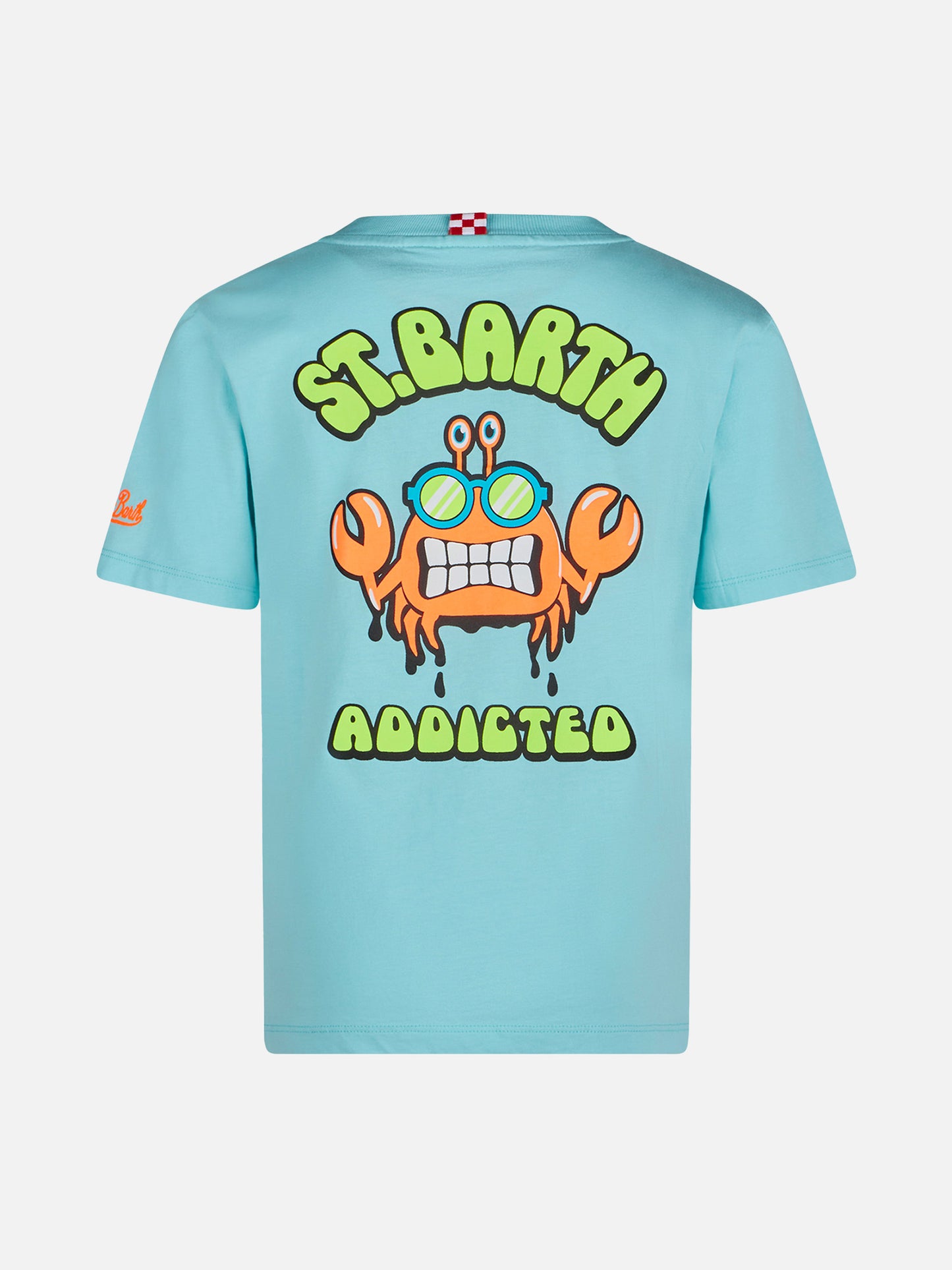 Boy water green cotton t-shirt with St. Barth addicted print - MC2 Saint Barth
