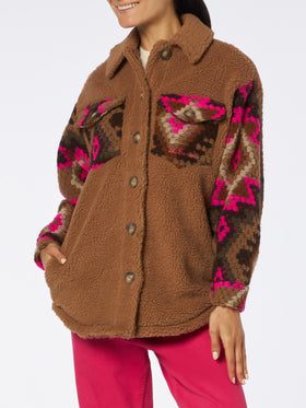 Woman sherpa overshirt with ethnic print - MC2 Saint Barth