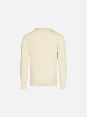 Boy white sweater with St. Moritz jacquard - MC2 Saint Barth