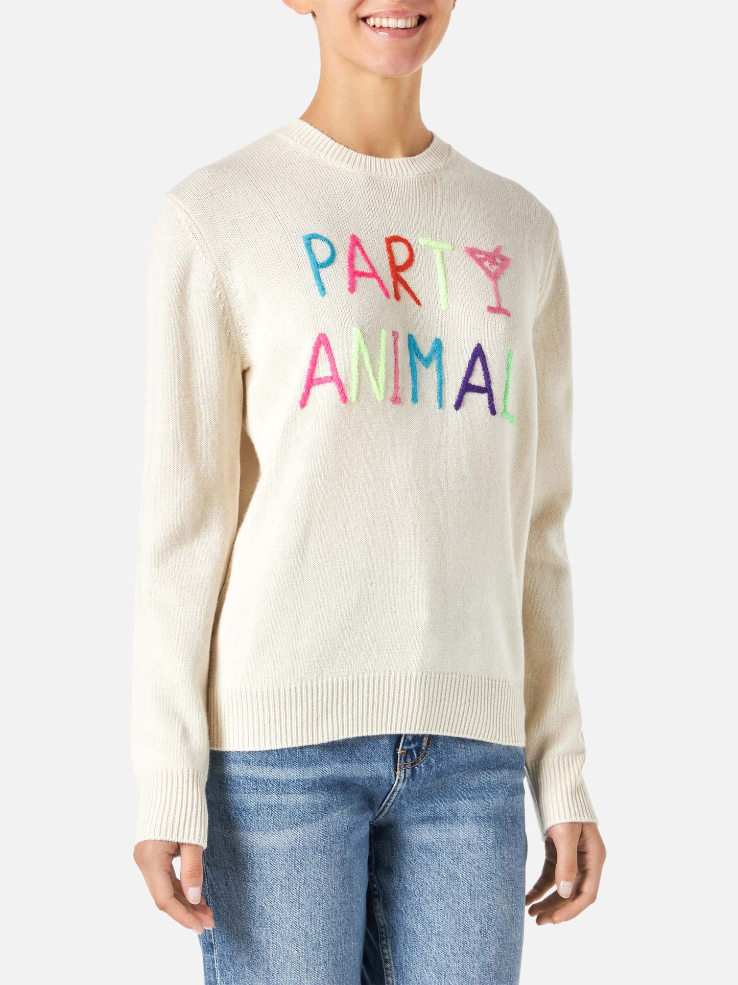 Woman sweater with Party Animal embroidery