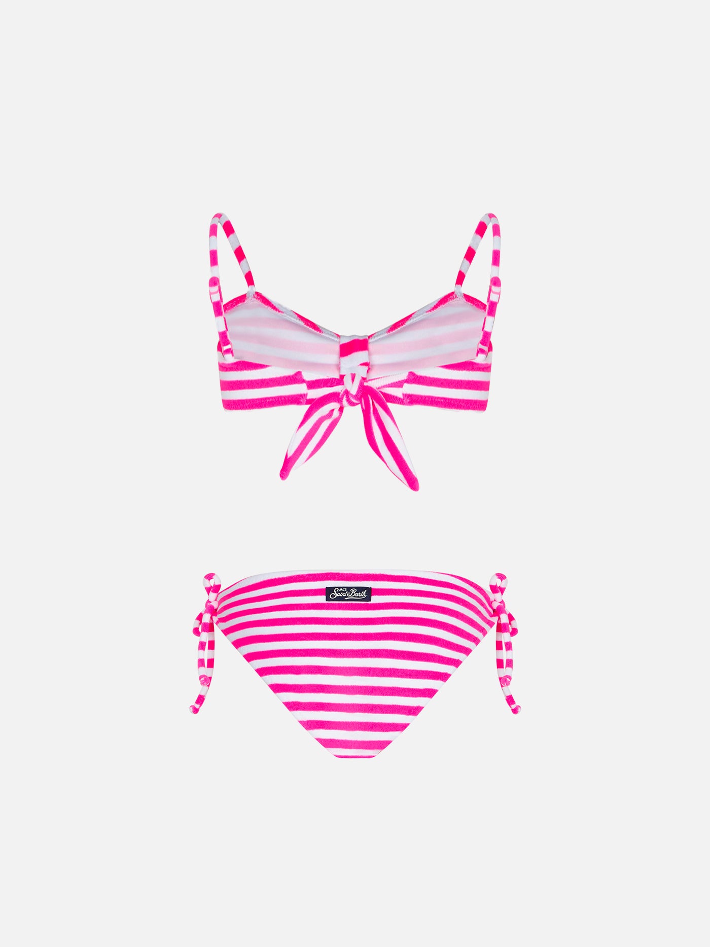 Bikini da bambina a bralette in spugna a righe