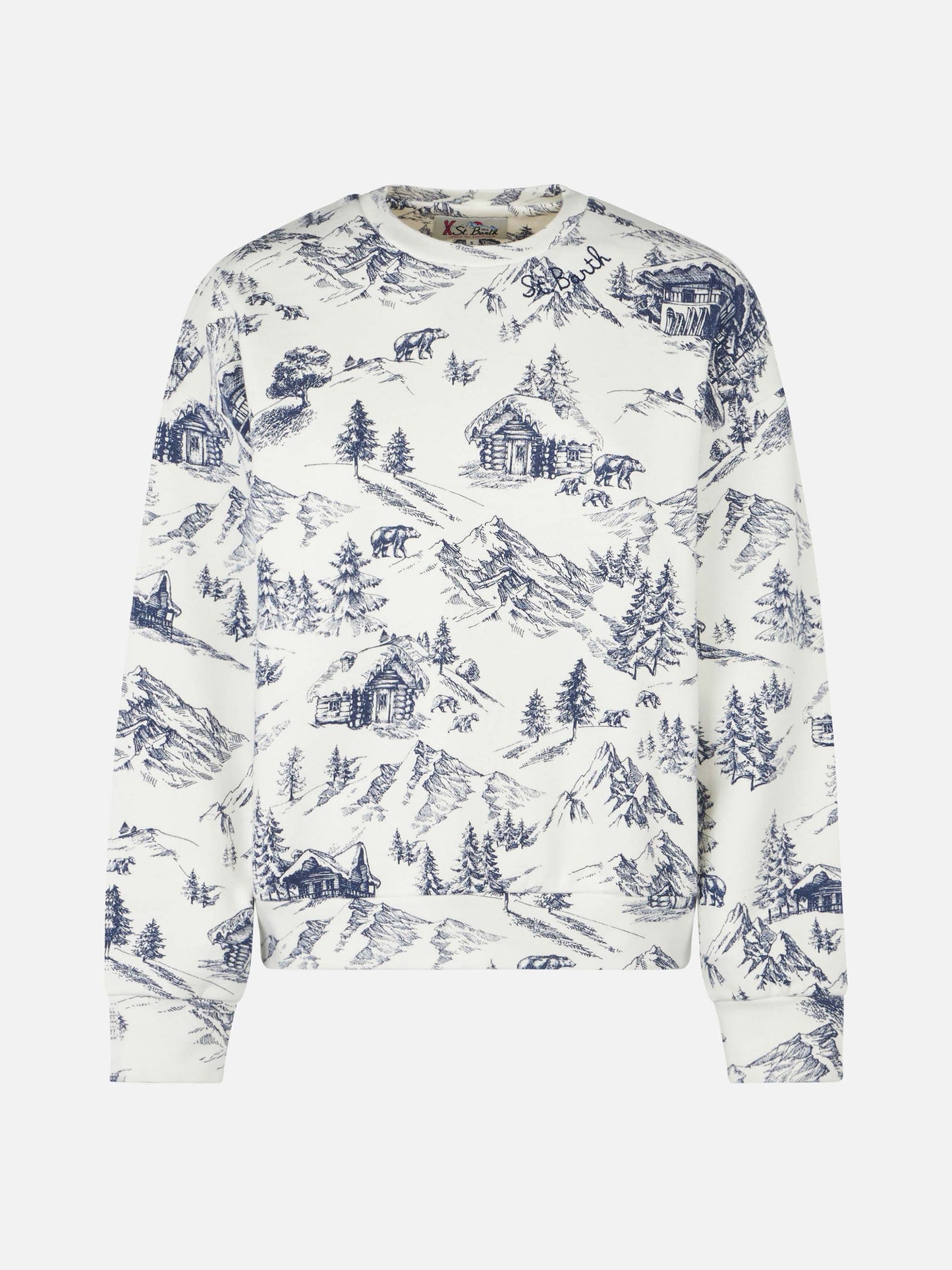 Woman fleece sweatshirt with toile de jouy print - MC2 Saint Barth