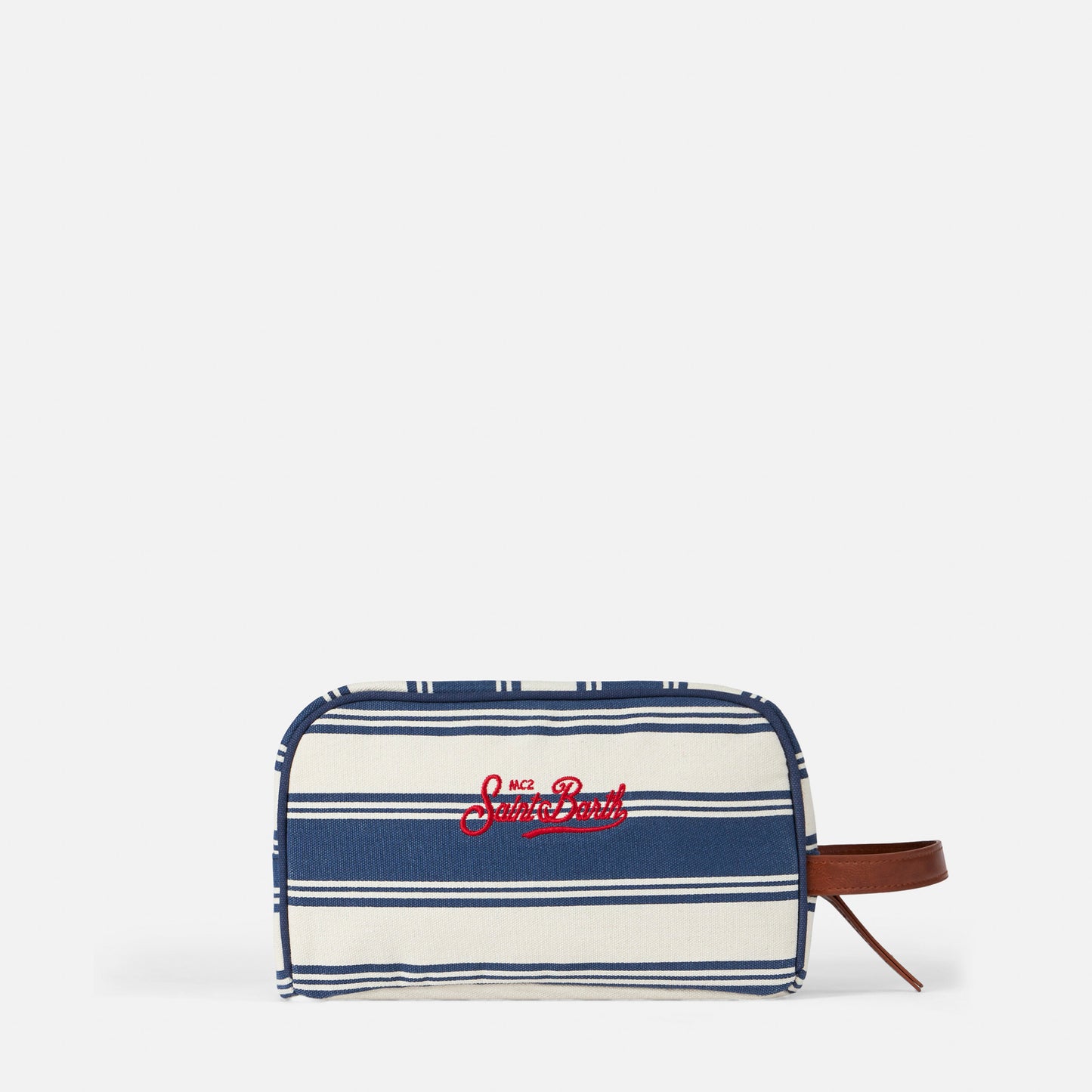 Gestreiftes Baumwoll-Canvas-Etui