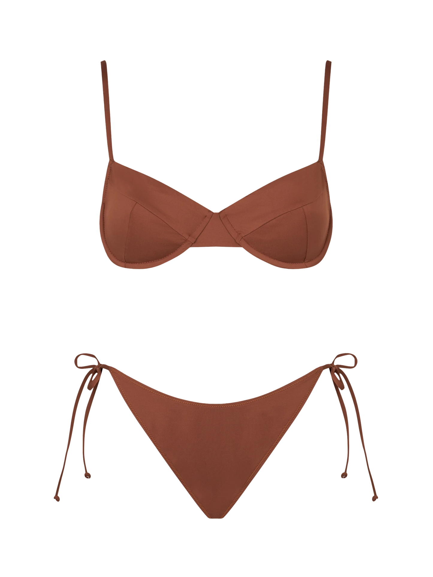 Woman brown underwired bralette bikini