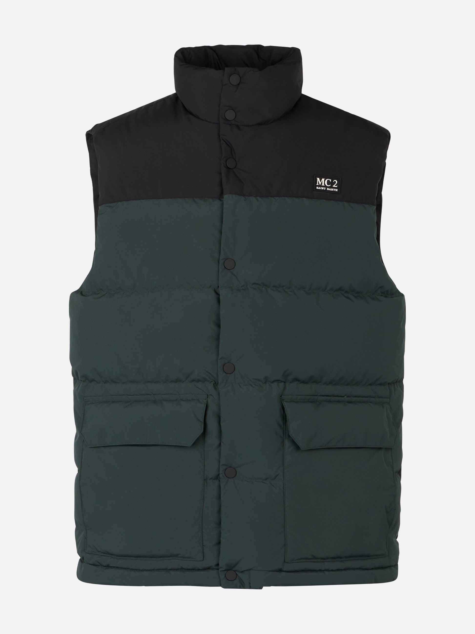 Man down padded green vest with pockets - MC2 Saint Barth