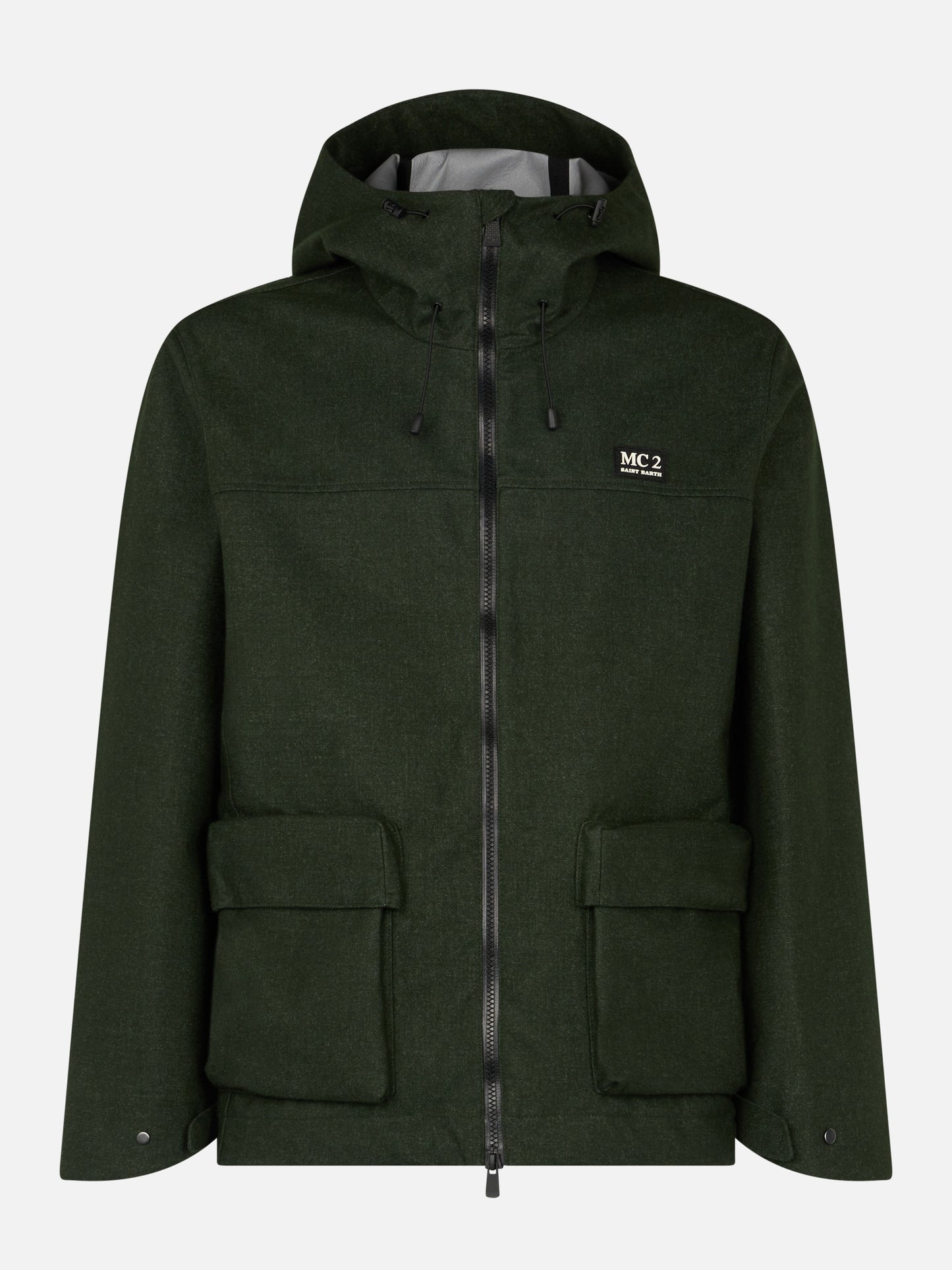 Man hooded green windbreaker jacket - MC2 Saint Barth
