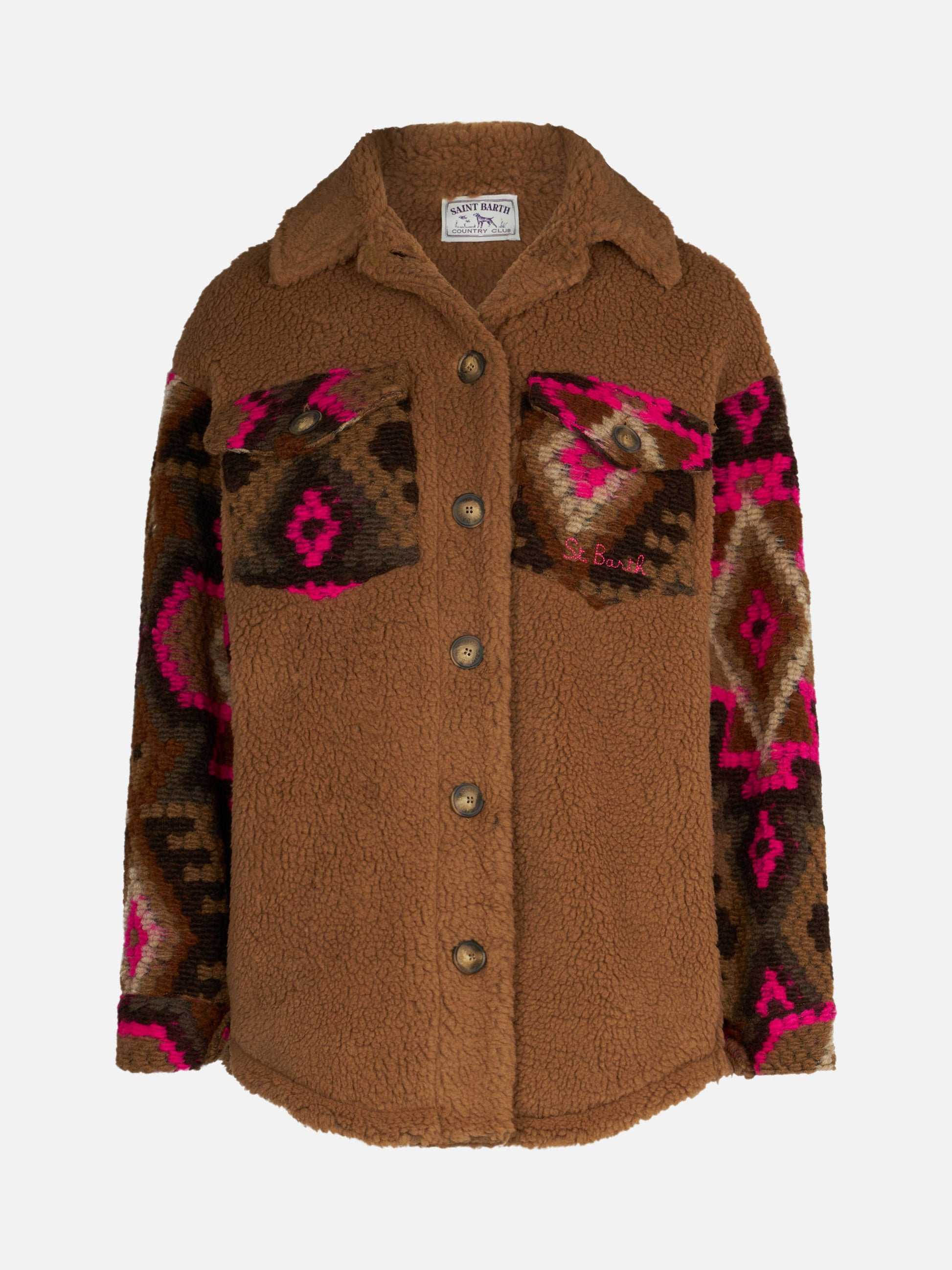 Woman sherpa overshirt with ethnic print - MC2 Saint Barth