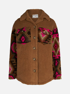 Woman sherpa overshirt with ethnic print - MC2 Saint Barth