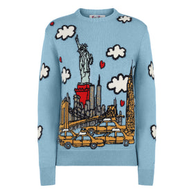 Woman crewneck sweater with New York postcard - MC2 Saint Barth