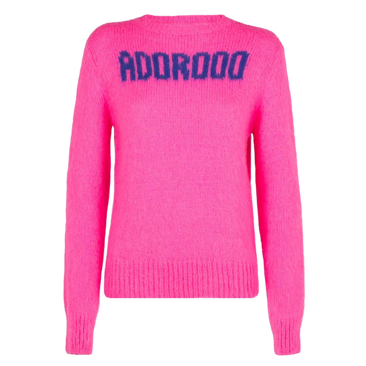 Woman fluo pink brushed sweater with Adorooo print - MC2 Saint Barth