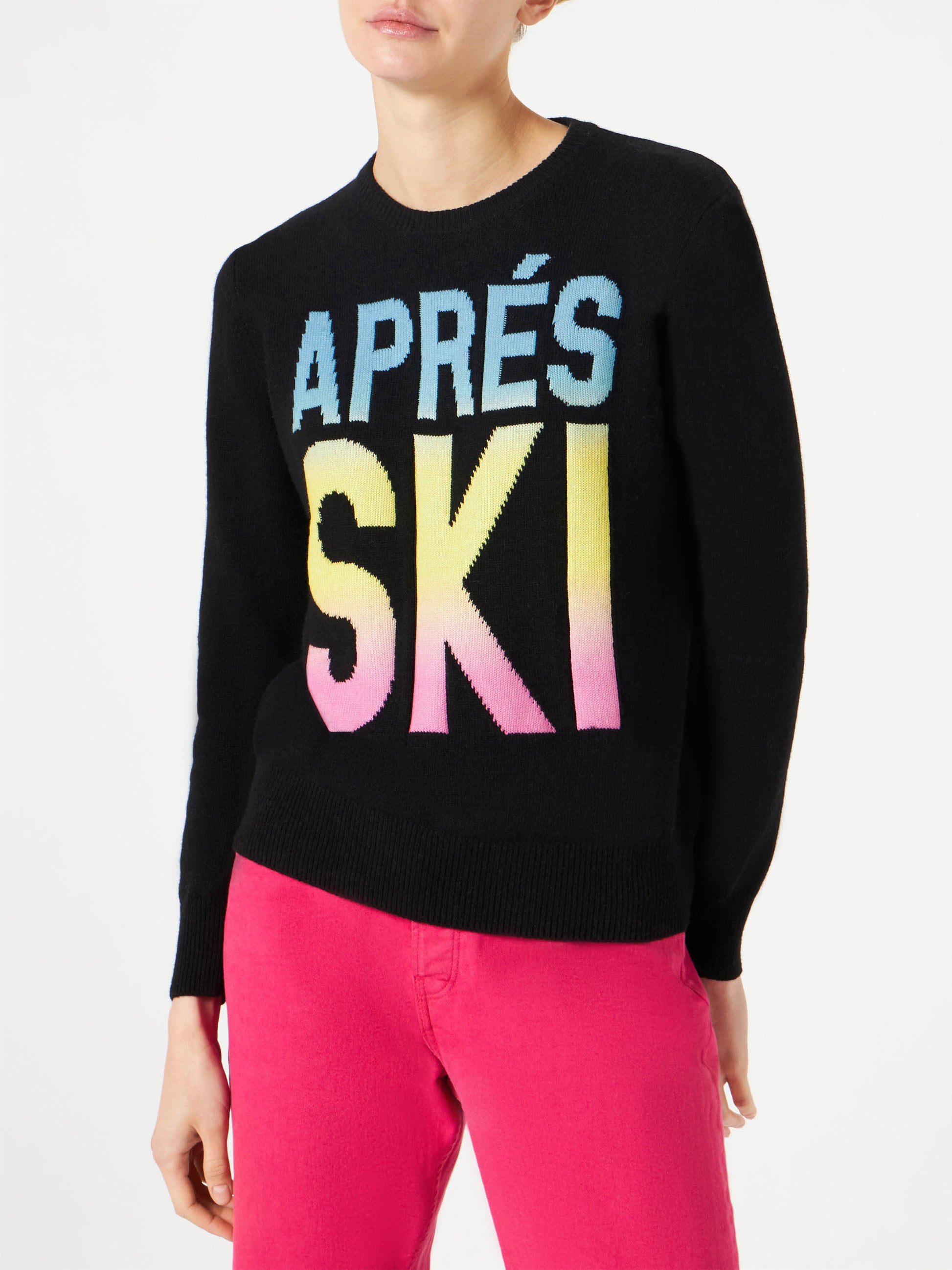 Woman black sweater Aprés Ski degrade writing - MC2 Saint Barth