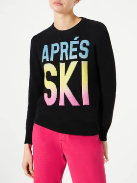 Woman black sweater Aprés Ski degrade writing - MC2 Saint Barth