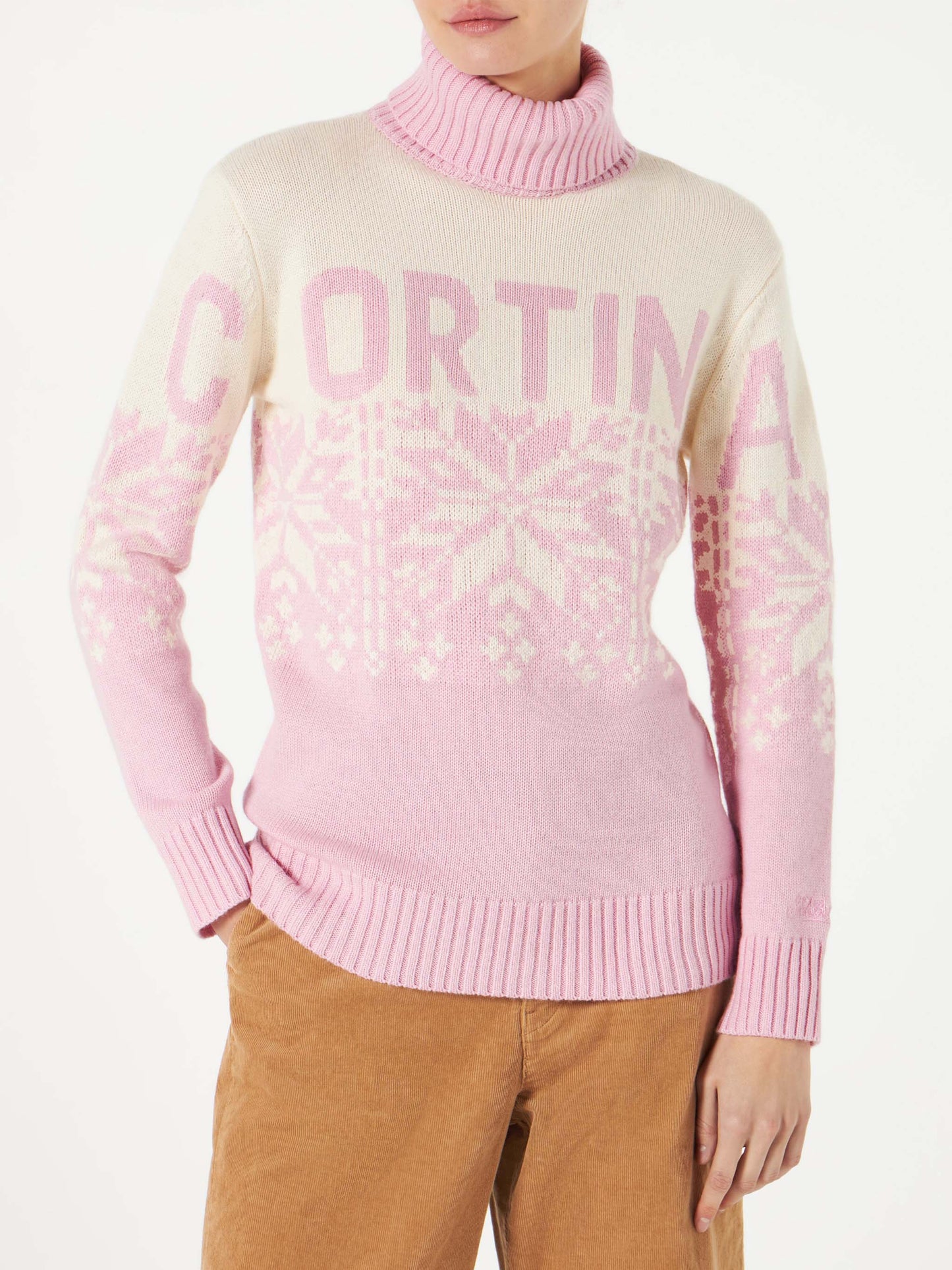 Rollkragenpullover für Damen mit Cortina-Print