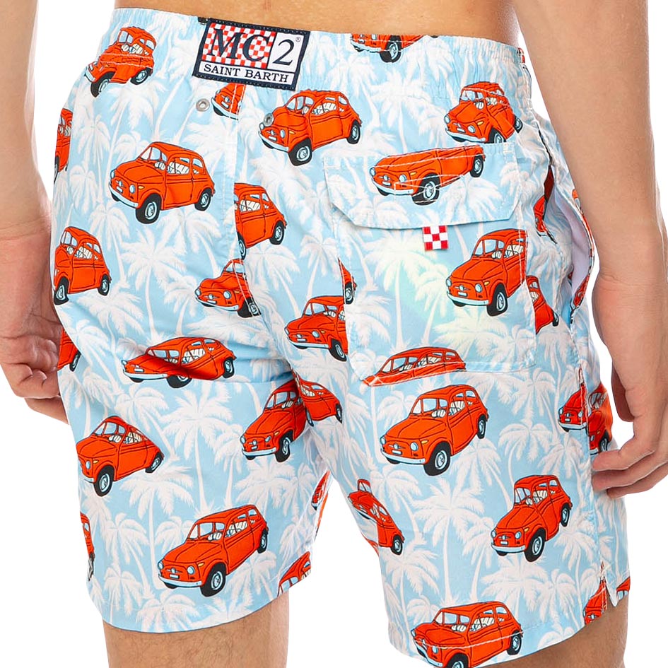 Man swim shorts with Fiat 500 car print | |FIAT© 500 Special Edition - MC2 Saint Barth