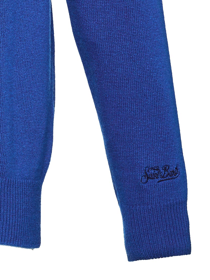 Rollkragenpullover aus Kaschmirmischung mit Aufnäher