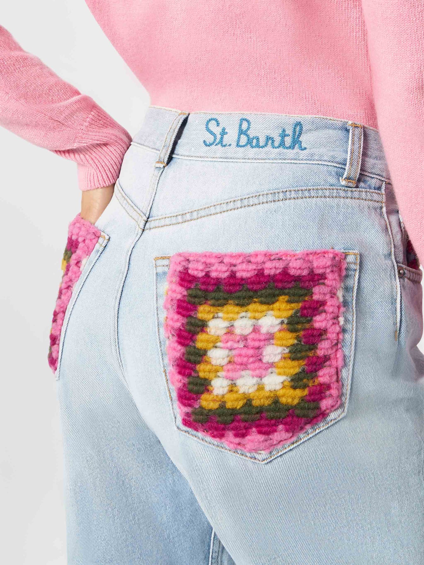 Woman jeans with pockets in crochet - MC2 Saint Barth