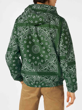 Man hooded lightweight windbreaker with bandanna print - MC2 Saint Barth