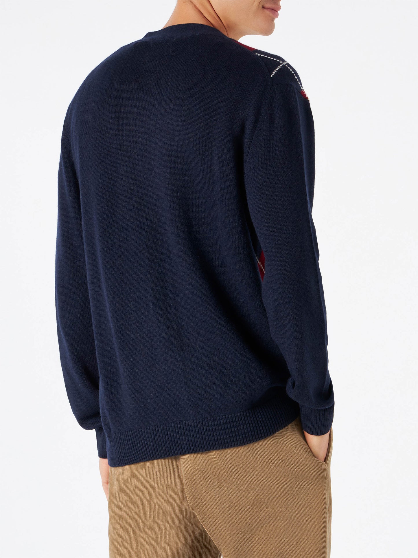 Herren-Cardigan aus Kaschmirmischung mit Argyle-Jacquard