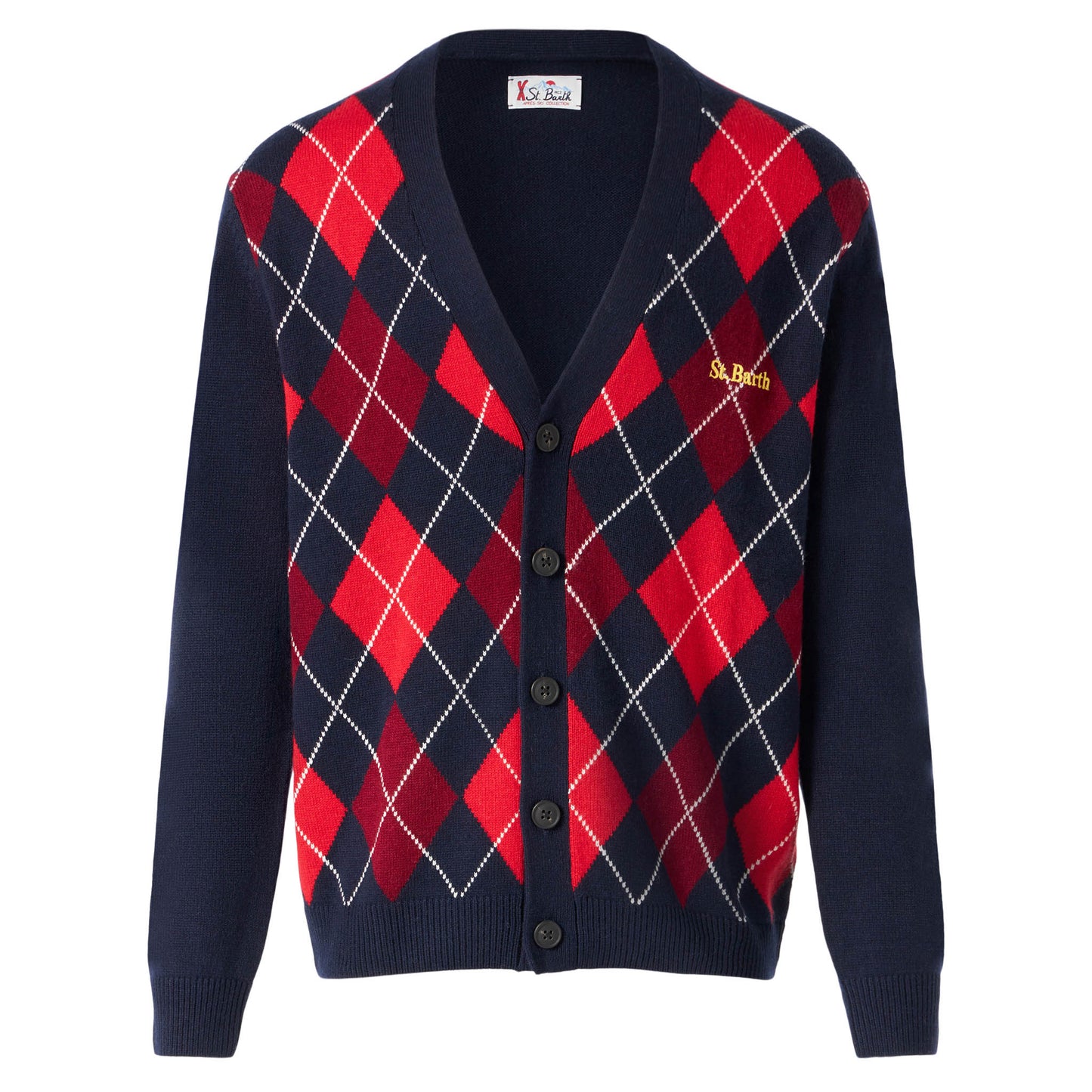 Herren-Cardigan aus Kaschmirmischung mit Argyle-Jacquard