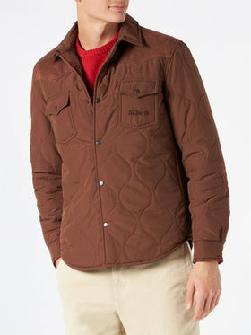 Man brown padded overshirt with patch pockets - MC2 Saint Barth