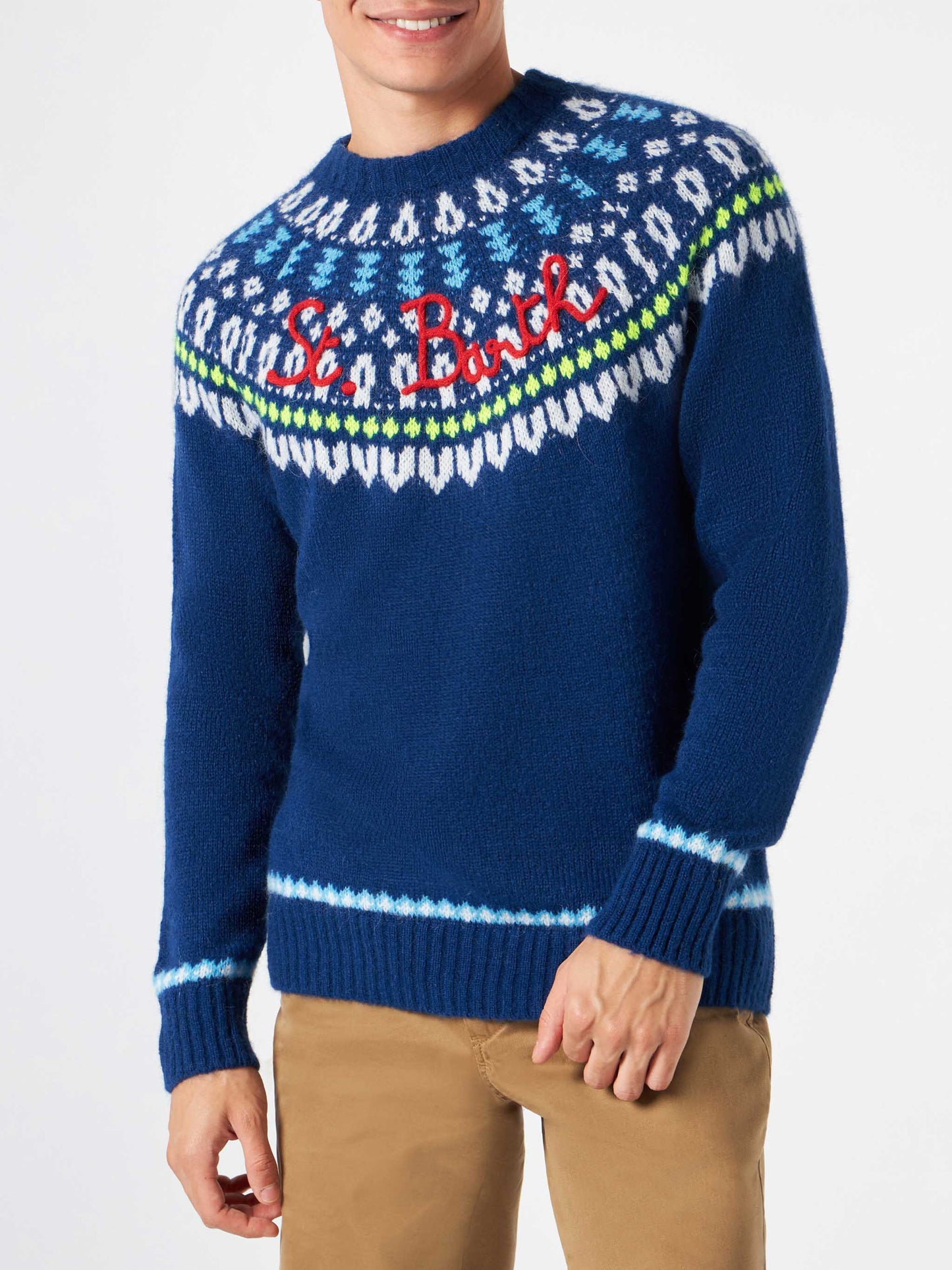 Man brushed sweater with icelandic jacquard - MC2 Saint Barth