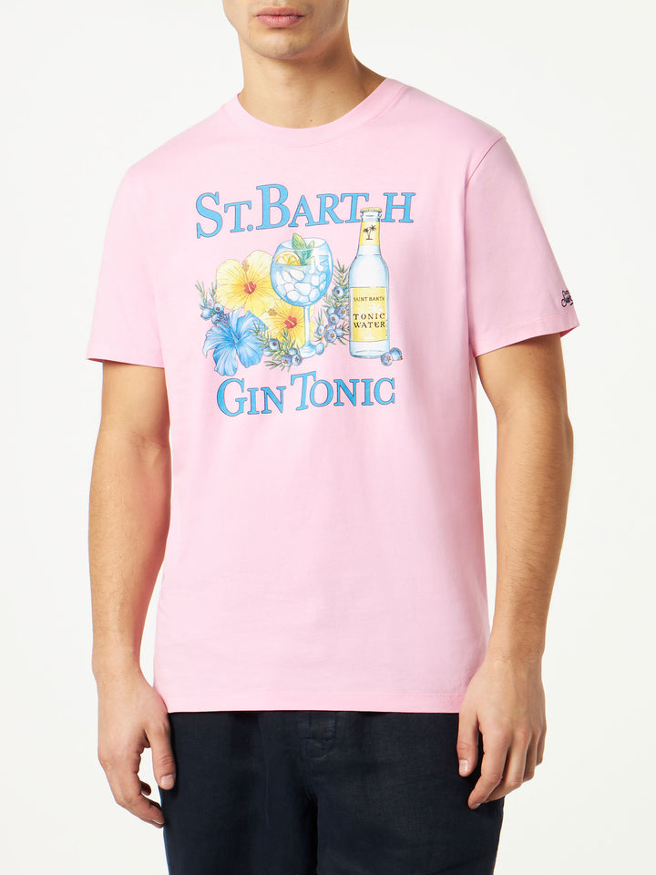 Man cotton t-shirt with Gin and flower print - MC2 Saint Barth