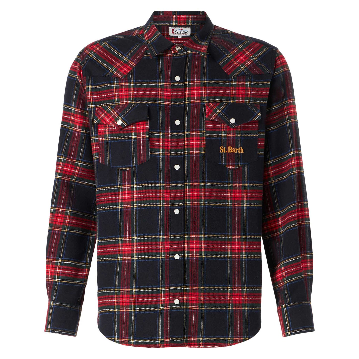 Man shirt with navy blue tartan - MC2 Saint Barth