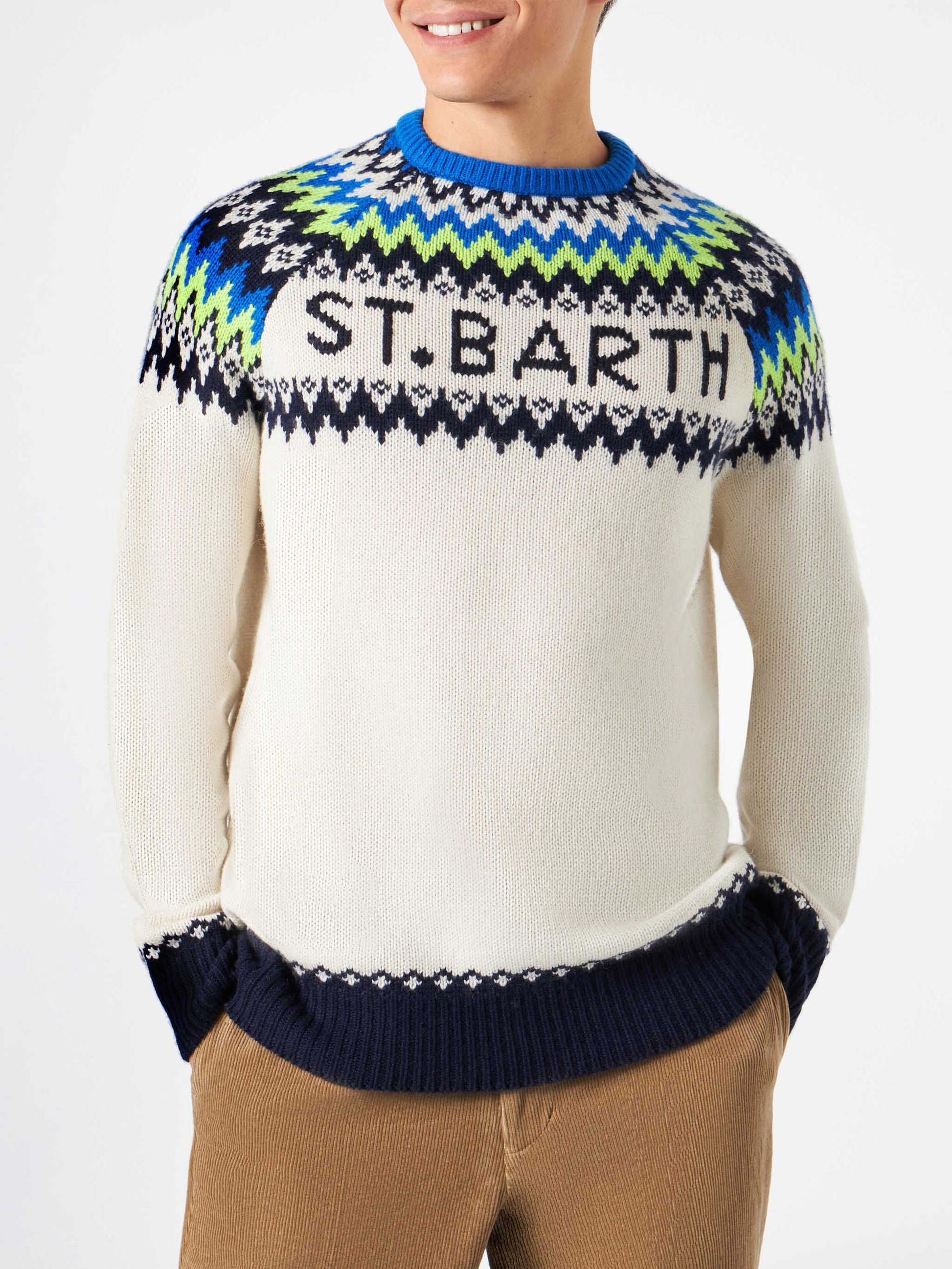 Man brushed sweater with icelandic jacquard - MC2 Saint Barth