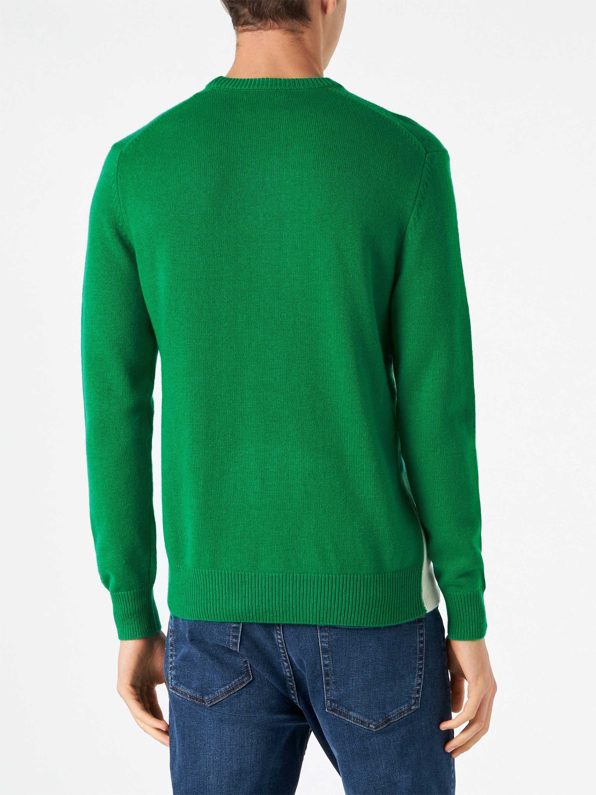 Man green sweater with St.Moritz postcard print - MC2 Saint Barth