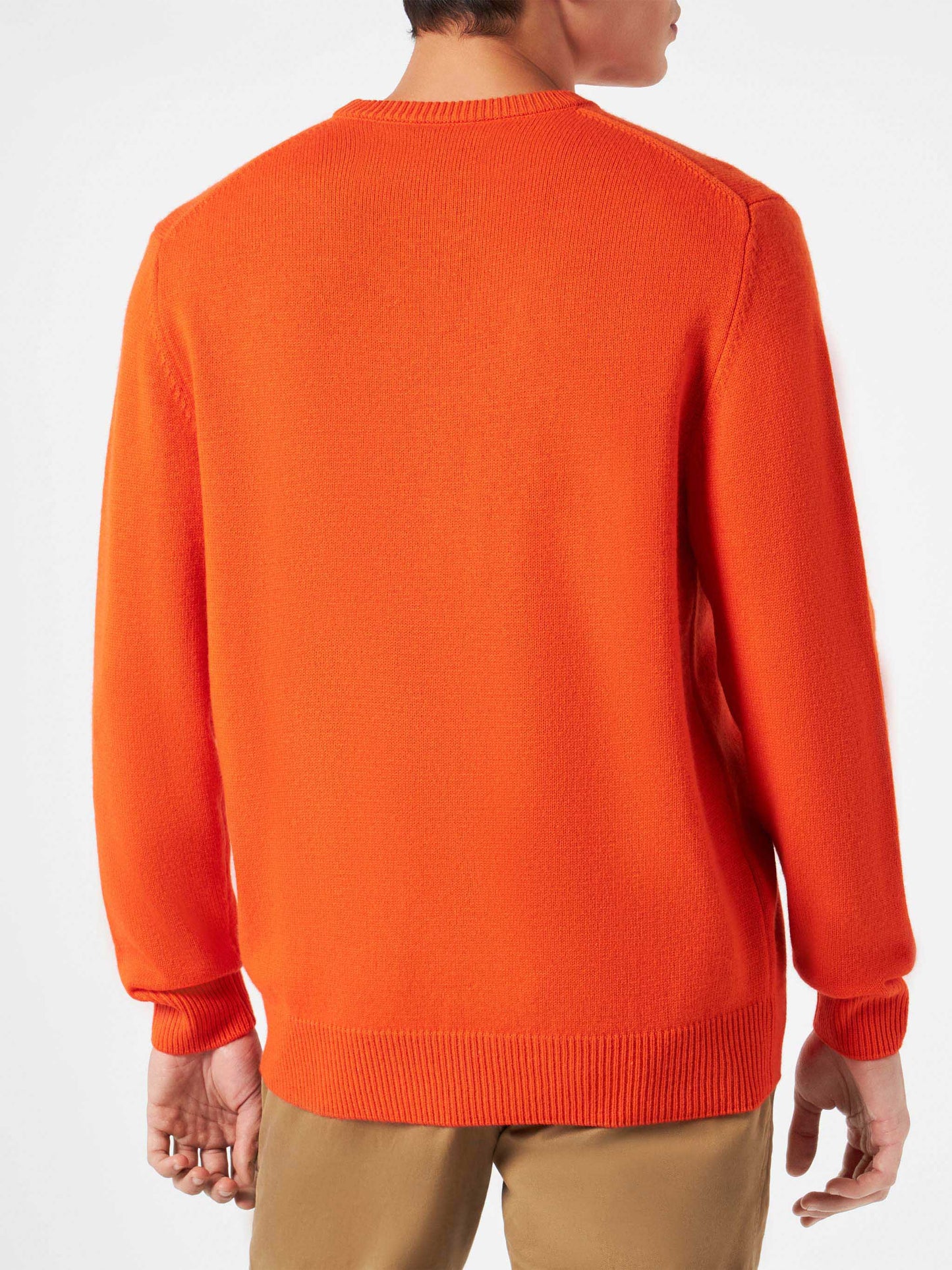 Orangefarbener Herrenpullover mit Aufdruck Bellavista & Fuoripista