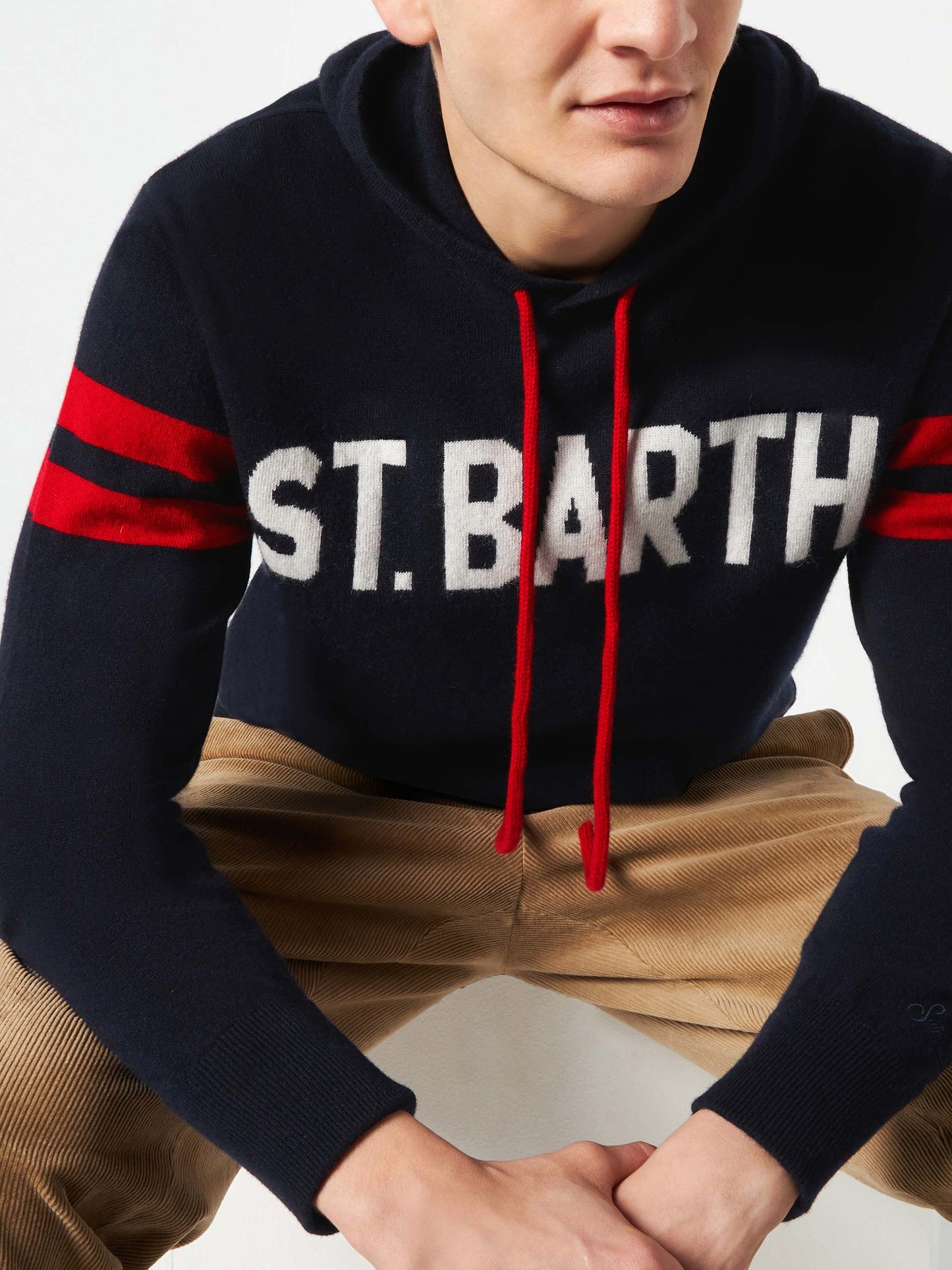 Knitted hoodie with St. Barth print - MC2 Saint Barth