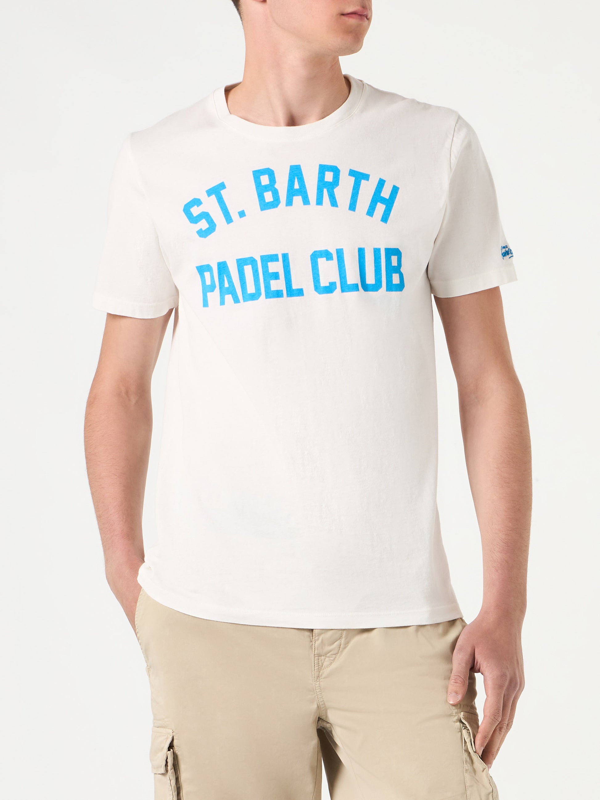 Man cotton vintage treatment t-shirt with St. Barth Padel Club print - MC2 Saint Barth