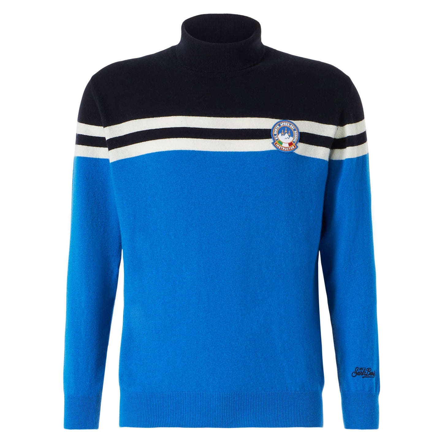 Rollkragenpullover aus Kaschmirmischung mit Aufnäher