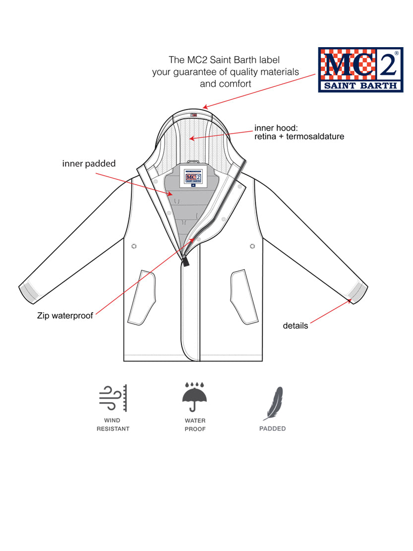 Boy hooded blue parka jacket Voyager Jr - MC2 Saint Barth