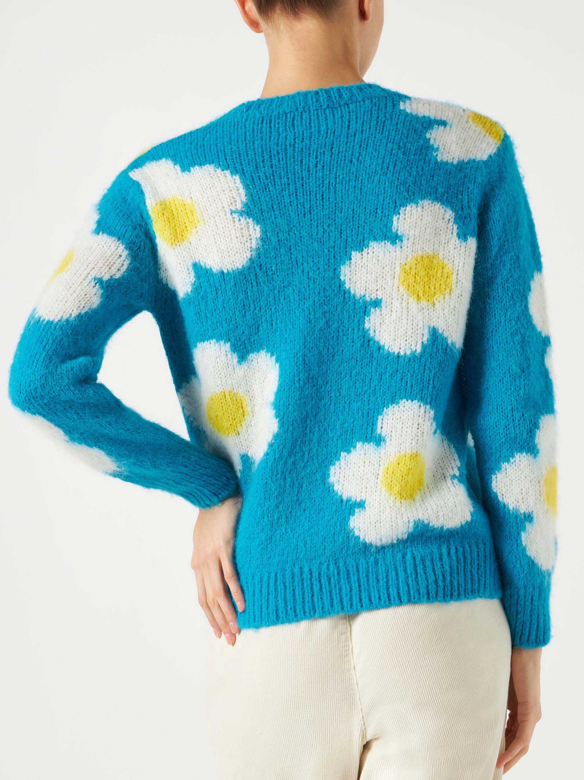 Woman brushed sweater with daisies and Summer dreamer embroidery - MC2 Saint Barth
