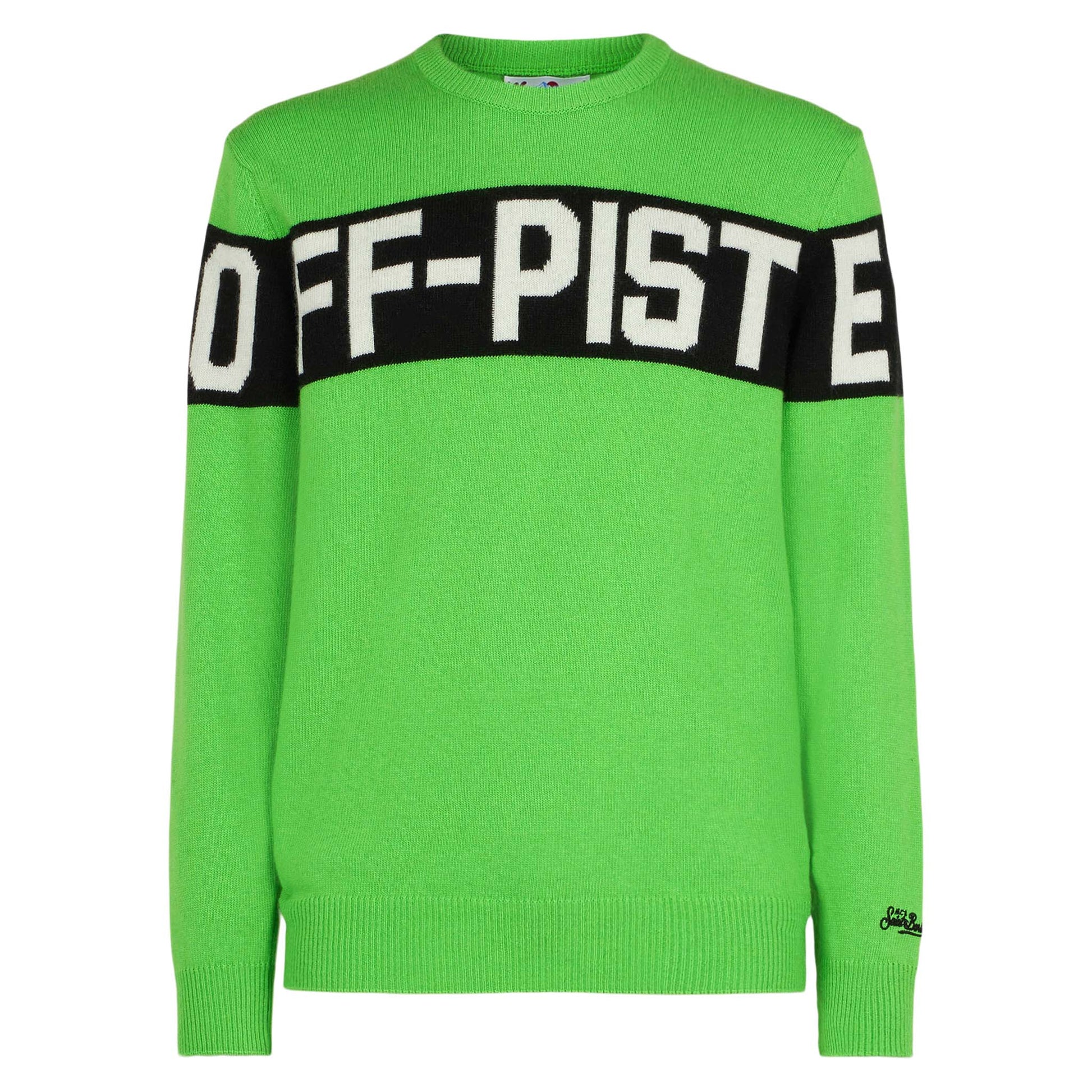 Man fluo green sweater with Off-Piste lettering - MC2 Saint Barth