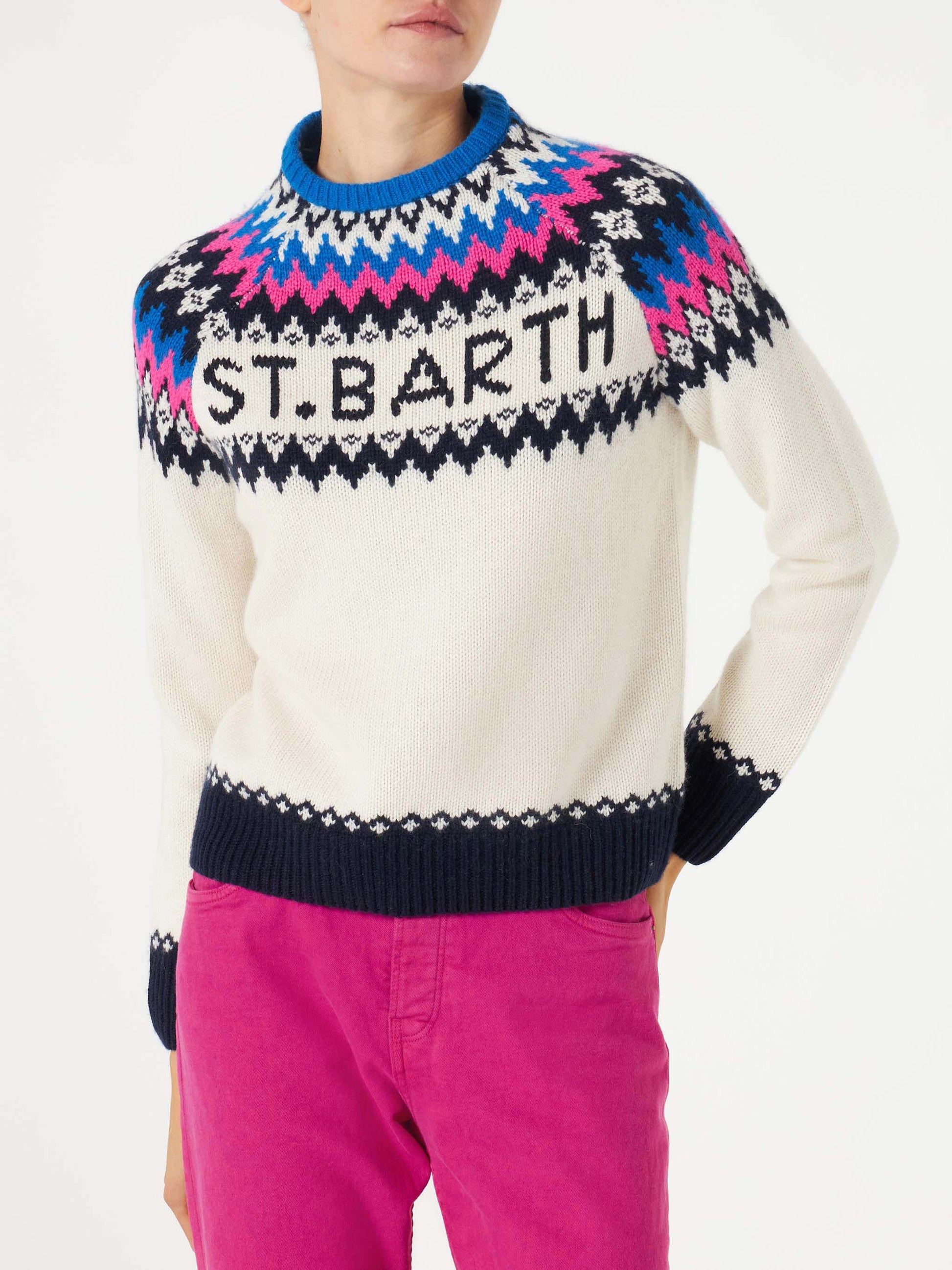 Woman crewneck nordic jacquard sweater - MC2 Saint Barth