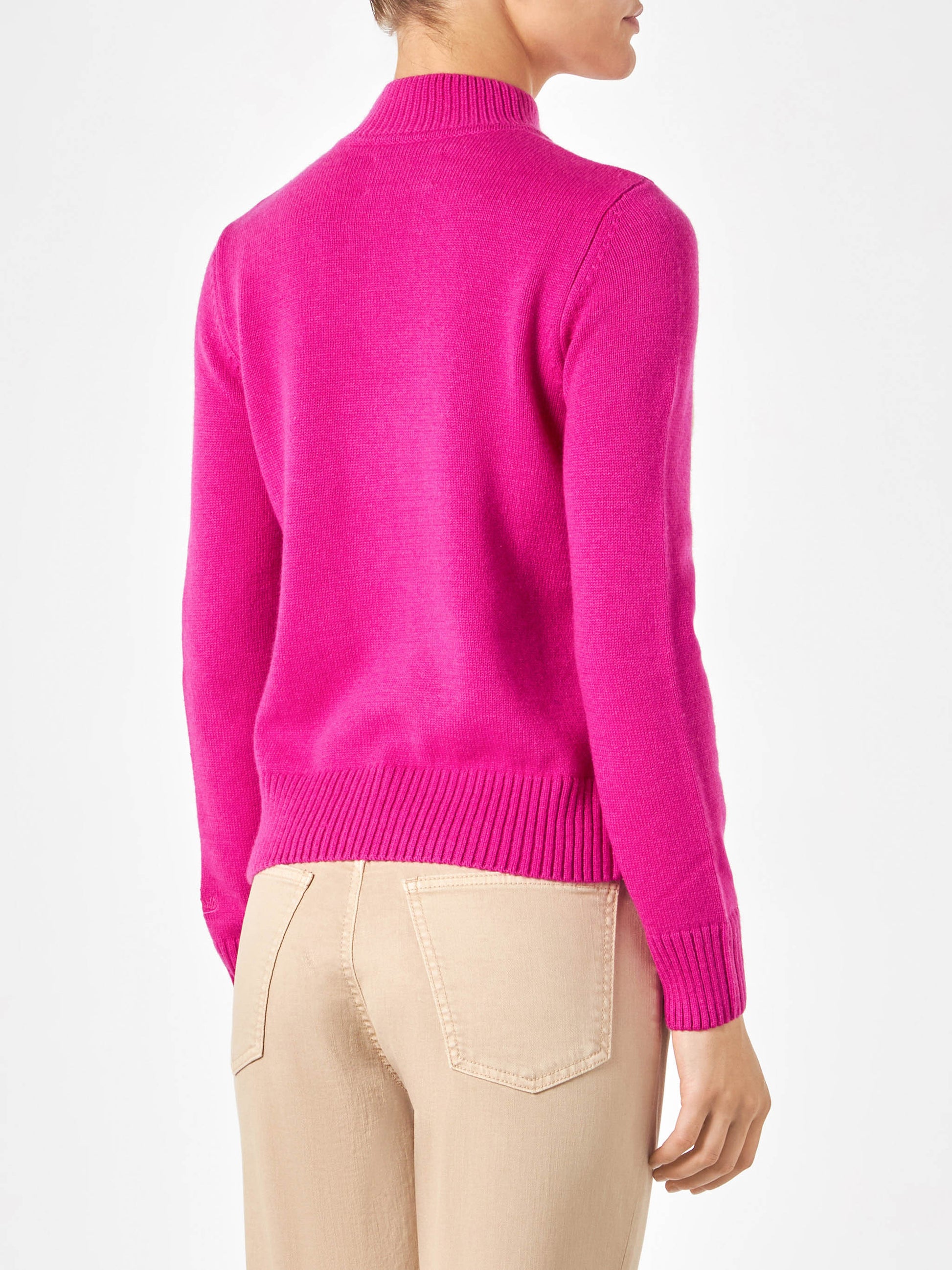 Woman crewneck sweater with Cortina postcard - MC2 Saint Barth