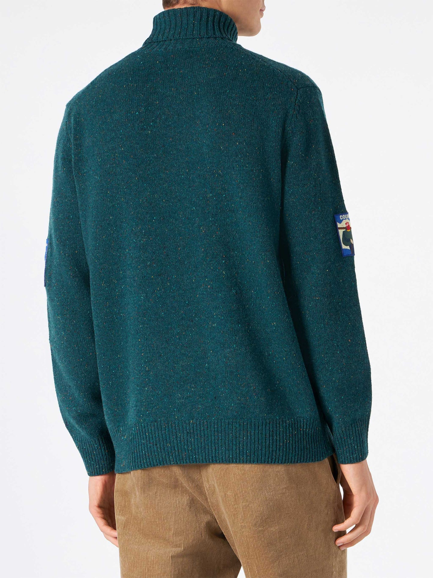 Maglione verde da uomo collo alto