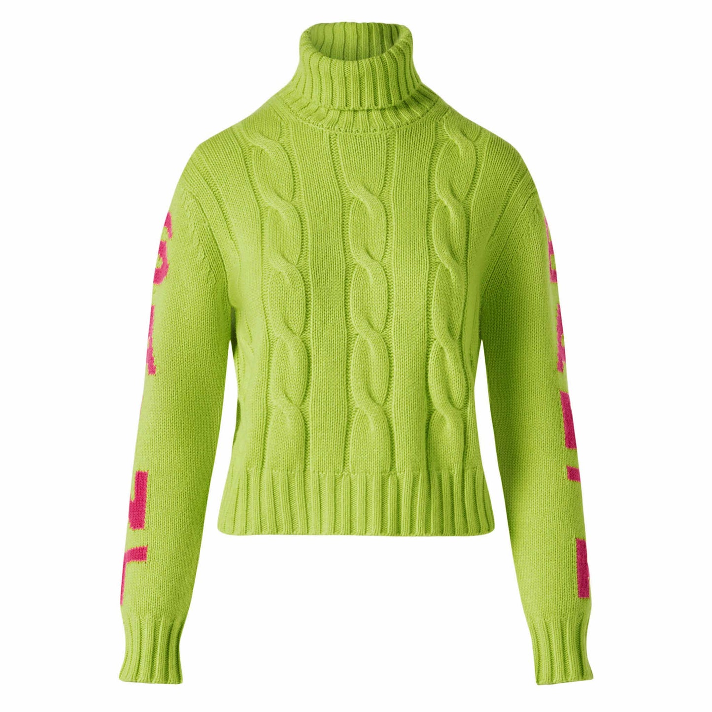 Rollkragenpullover mit geflochtenem Rollkragenpullover für Damen in Neongelb