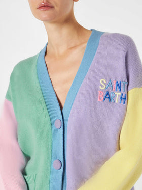 Woman cardigan with pockets and Saint Barth embroidery - MC2 Saint Barth