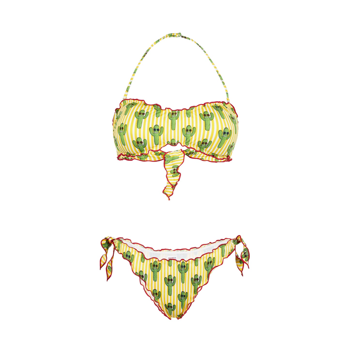 Bandeau-Bikini für Damen mit Kaktus-Print
